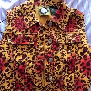 Yellow and red leopard vest